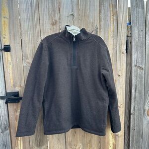 Orvis Men's Sherpa Fleece Quarter-Zip Pullover Brown Size M Casual Sweater